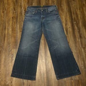 7 For All Mankind Dojo Jeans Women's 25 Cropped Flared Front Seam Made in USA